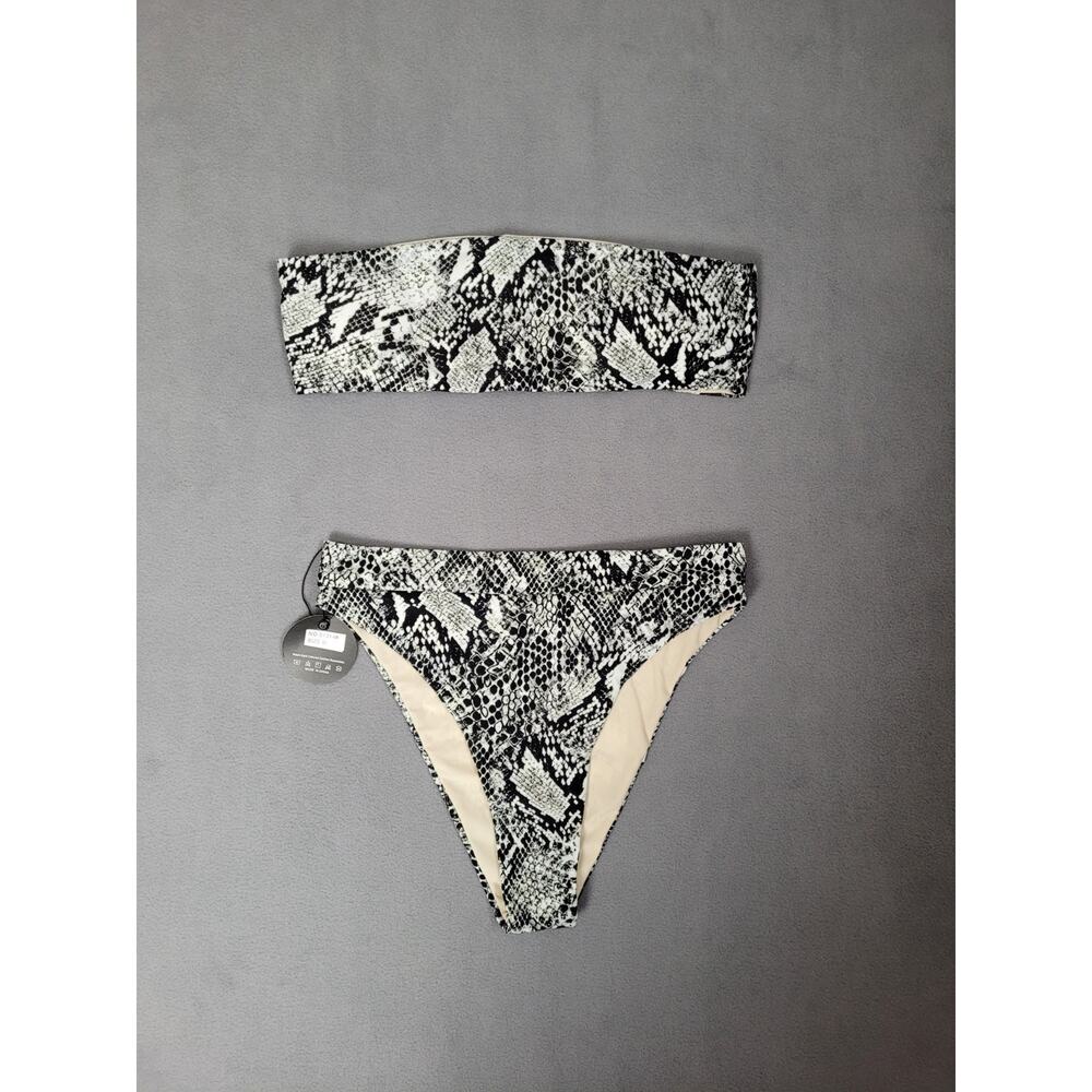 Mooncore Women's Two Piece Bikini Set Tube Top Swimsuit Animal Print Medium
